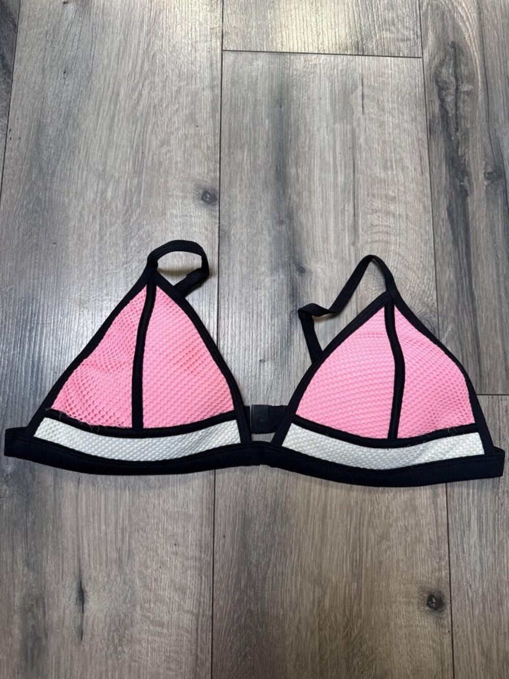 Triangl Pink & Black Neoprene Bikini Top XL